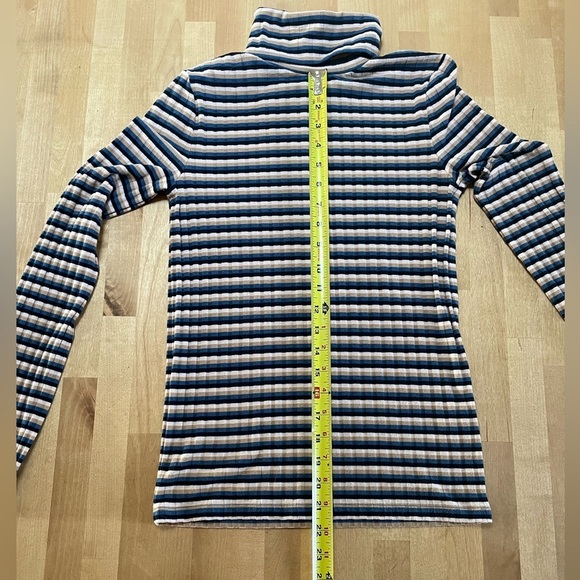 Madewell Fine Ribbed Turtleneck Long Sleeve Small Dark Mediterranean Windmill - Picture 14 of 15